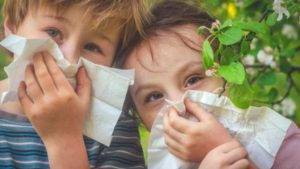 niños en el campo con alergia